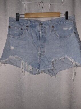 Levi's - Light Blue Distressed Denim Women’s Shorts